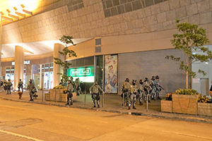 Riot police outside Langham Place, Shanghai Street, Mongkok, 16 November 2019