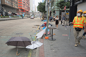 Debris on Nathan Road, Kowloon, 19 November 2019