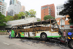 Burnt-out coach, Nathan Road, Tsim Sha Tsui, 19 November 2019