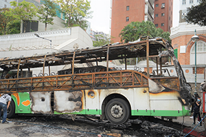 Burnt-out coach, Nathan Road, Tsim Sha Tsui, 19 November 2019