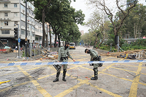 Police on Chatham Road South, Tsim Sha Tsui, 19 November 2019