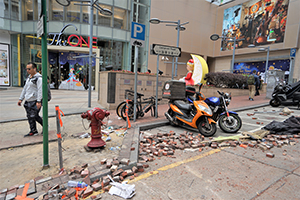 Aftermath of overnight street battles between protesters and police, Carnarvon Road, Tsim Sha Tsui, 19 November 2019