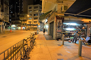 Street scene at night, Queen's Road West, Sai Ying Pun, 21 November 2019