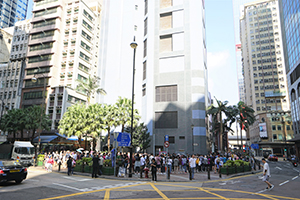 People lining up to vote in the District Council elections, Sheung Wan Cultural Square, 24 November 2019