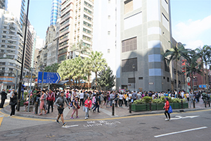 People lining up to vote in the District Council elections, Sheung Wan Cultural Square, 24 November 2019