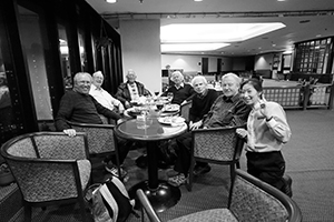 Retired professors meeting in the Senior Common Room, K.K. Leung Building, HKU, Hong Kong Island, 26 November 2019