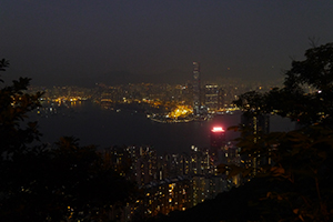 Victoria Harbour at night, viewed from the Peak, 3 November 2019