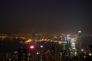 Victoria Harbour at night, viewed from the Peak, 3 November 2019
