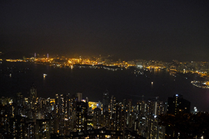 Victoria Harbour at night, viewed from the Peak, 3 November 2019