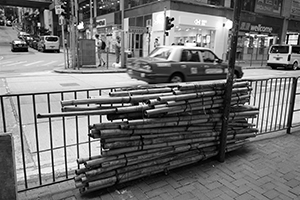 Bamboo for constructing scaffolding, Queen's Road West, Sheung Wan, 30 December 2019