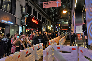 Barricades on Lan Kwai Fong, Central, 31 December 2019