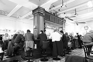 The bar of the Foreign Correspondents' Club, Ice House Street, Hong Kong Island, 11 December 2019