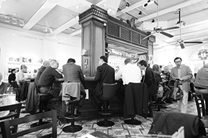 The bar of the Foreign Correspondents' Club, Ice House Street, Hong Kong Island, 11 December 2019