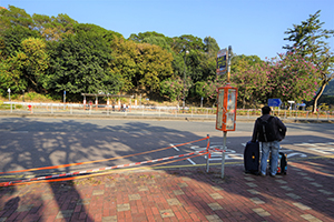 Orange tape replacing railings, Lion Rock Tunnel Road, Sha Tin, 14 December 2019
