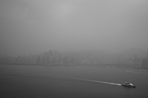 Victoria Harbour viewed from a rooftop garden in K11 Musea, 22 December 2019