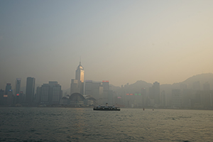 Victoria Harbour in mist, 22 December 2019
