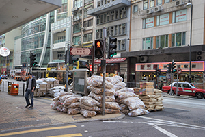 Goods that have been off-loaded onto the street, Queen Street, Sheung Wan, 25 December 2019