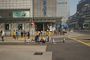 Roadworks at the end of Nathan Road, Tsim Sha Tsui, 26 December 2019