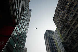 Helicopter above Nathan Road, Tsim Sha Tsui, 26 December 2019
