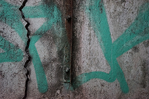 Detail of a wall, basement level of Champagne Court, Carnarvon Road, Tsim Sha Tsui, 26 December 2019