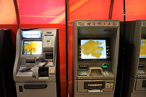 A vandalized branch of HSBC at the junction of Hennessy and Luard Roads, Wanchai, 1 January 2020