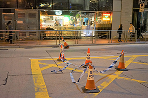 Police roadblock on Queen's Road East, Wanchai, 1 January 2020