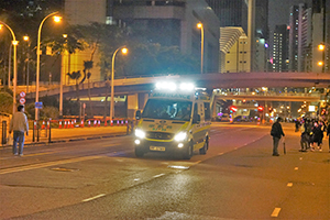 Ambulance on Queensway, Admiralty, 1 January 2020