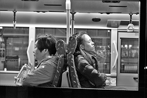 Strangers on a bus, Des Voeux Road Central, Central,  1 January 2020