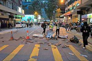 Roadblock on Luard Road, Wanchai, 1 January 2020