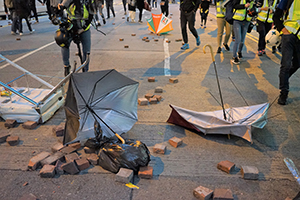 Roadblock on Luard Road, Wanchai, 1 January 2020