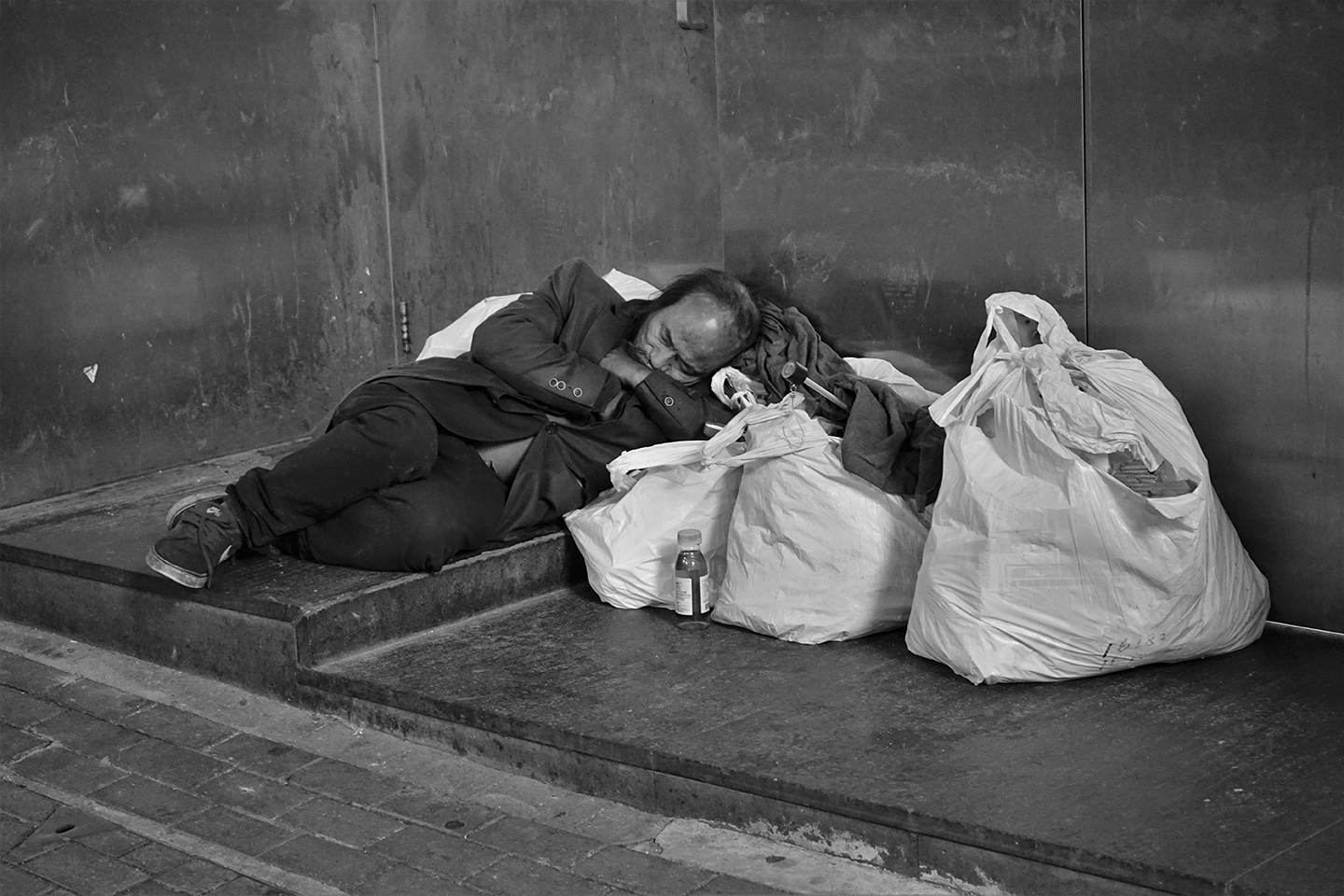 Man sleeping in a doorway, Stanley Street, Central, 1 January 2020 ...