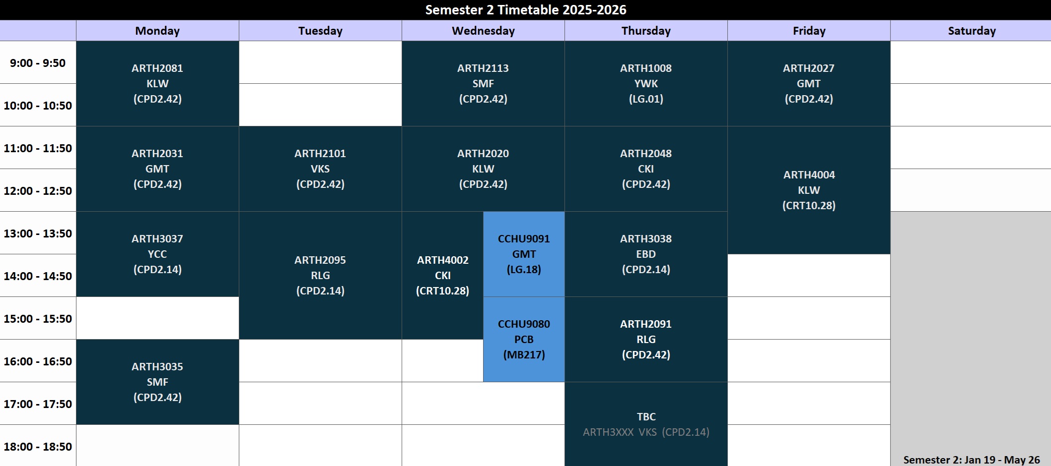 Timetable 2025-2026 (Sem 2) 20250730